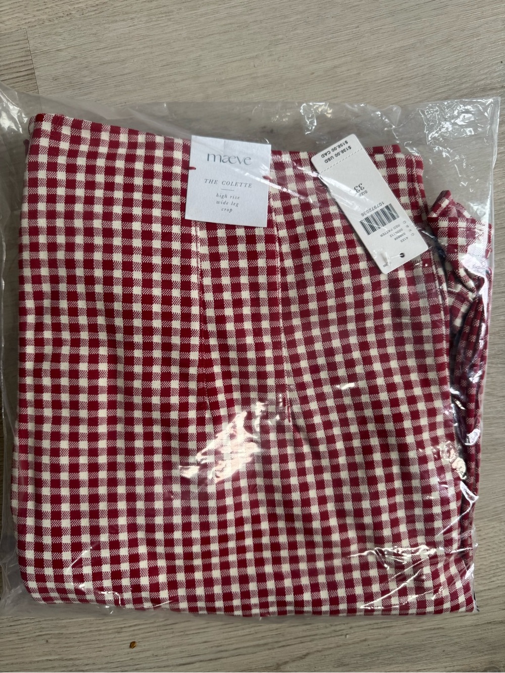 NWT Anthropologie Maeve the Colette Women's Red Gingham Ruffle Hem Pants Size 33 - Picture 5 of 9